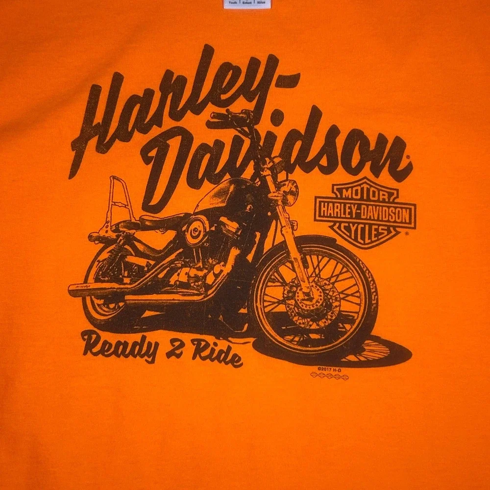 Harley-Davidson Kids‎ Orange Graphic T-Shirt Youth Large San Diego California L
